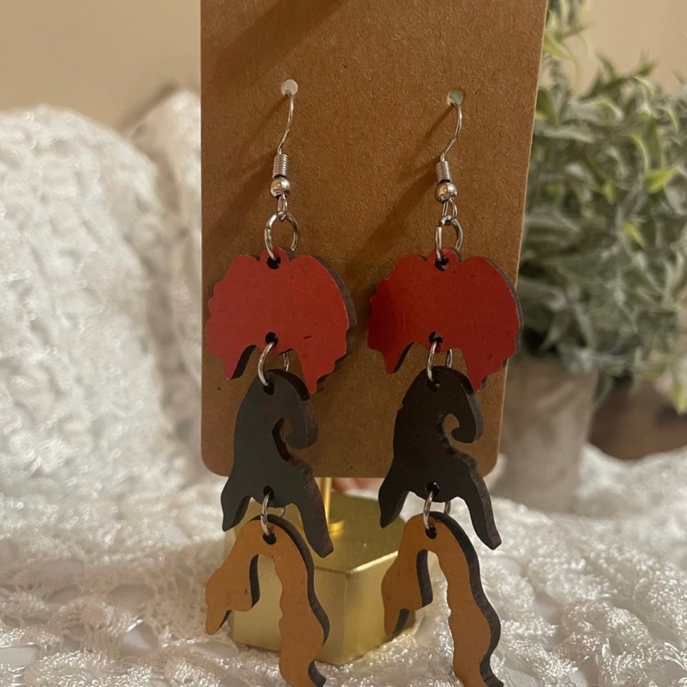 Hocus Pocus Sanderson Sisters Wood Earrings